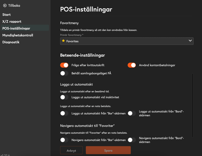 POS inställningar 2